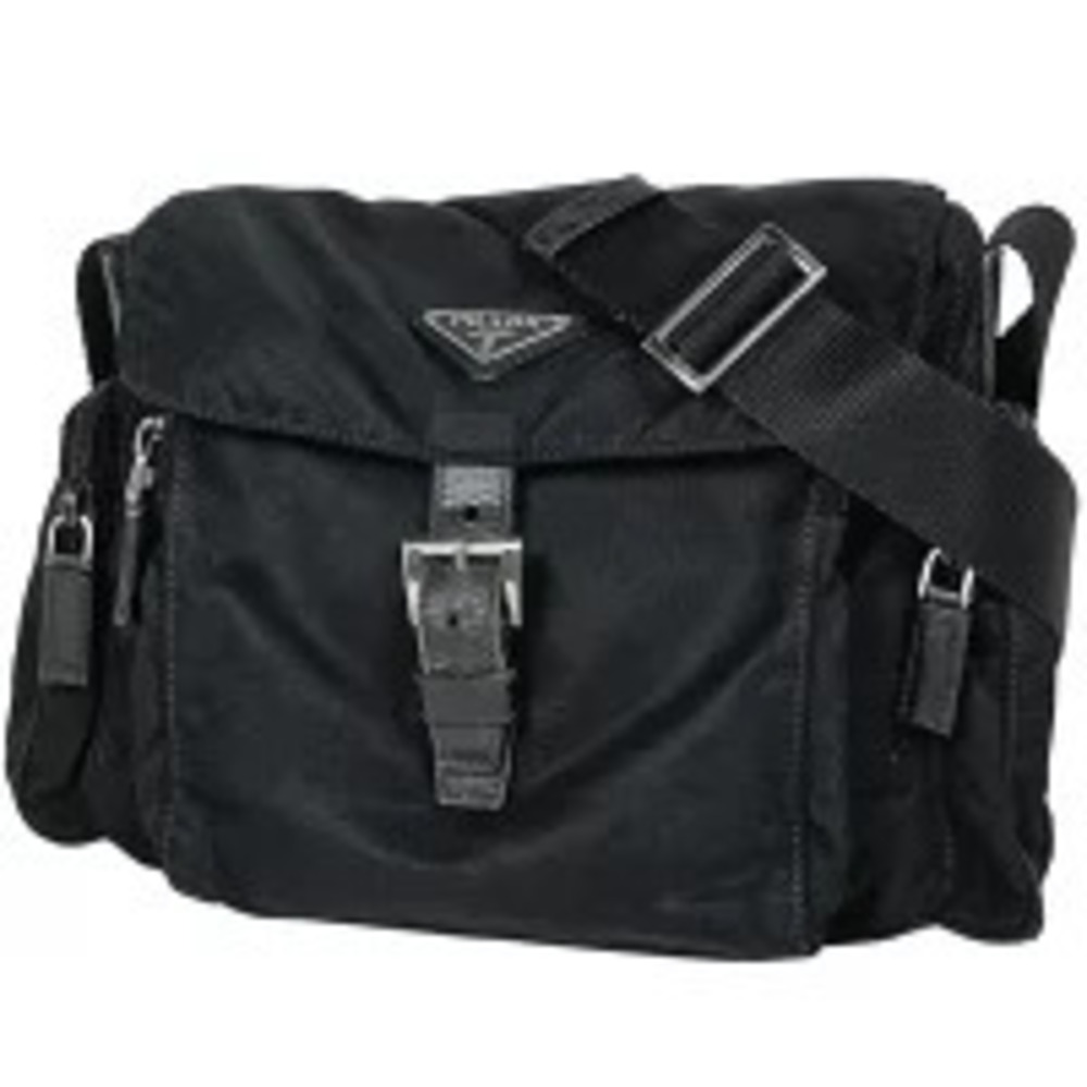 Prada Plate Shoulder Bag Messenger Nero Black